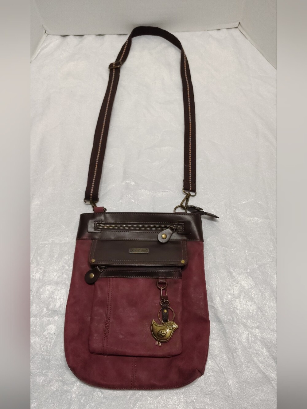 Chala Canvas Crossbody Bag 2 In 1 Gemini Handbags, Burgundy Color